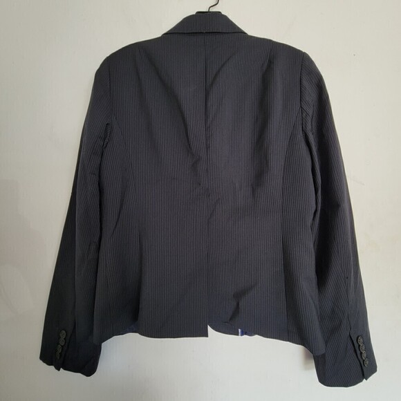 J. Crew Navy Blue Italian Wool Pin Stripe Suit Blazer Jacket Size 10 - Picture 3 of 11